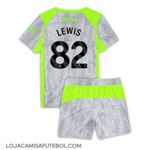 Camisa de Futebol Manchester City Rico Lewis #82 Equipamento Alternativo Infantil 2025-26 Manga Curta (+ Calças curtas)